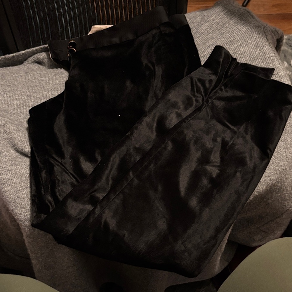 Ted Baker London Sleek Black Velvet Straight Leg Trousers
